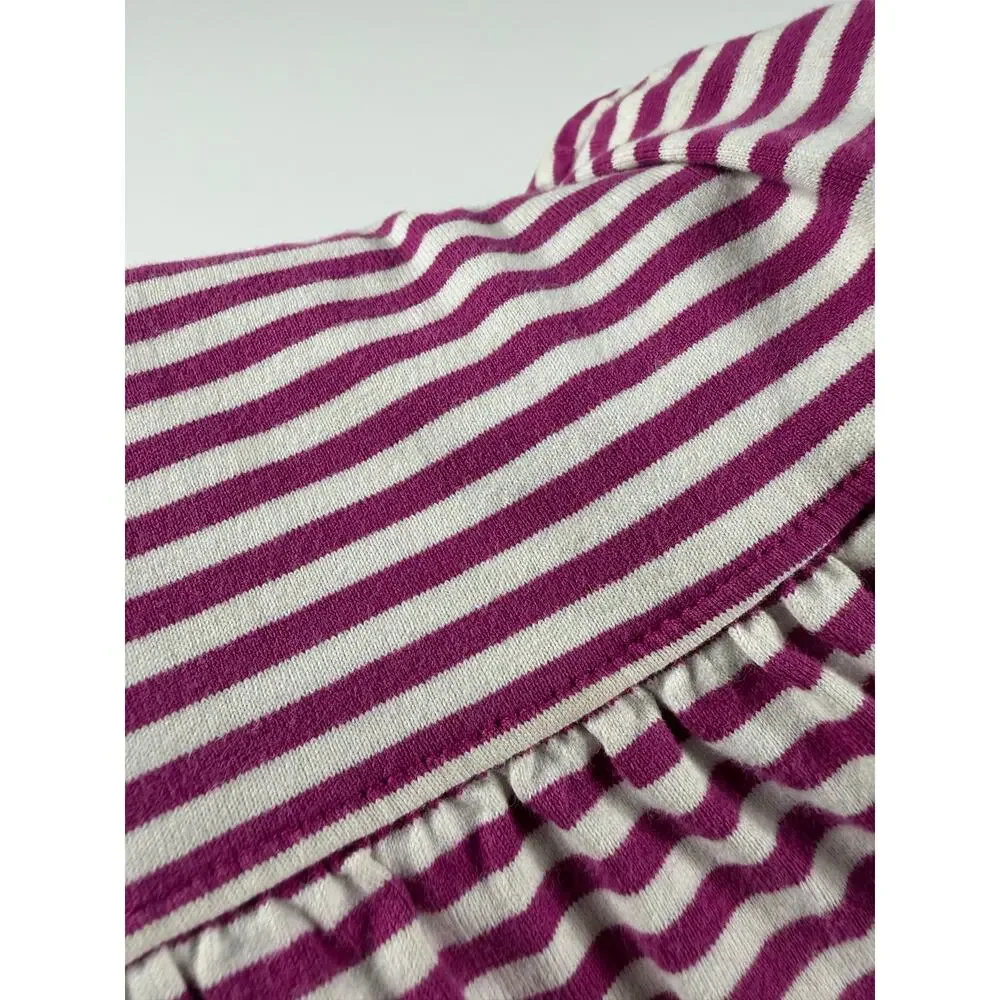 Hanna Andersson Fuschia White Striped Tiered Sleeveless Dress Size 4
